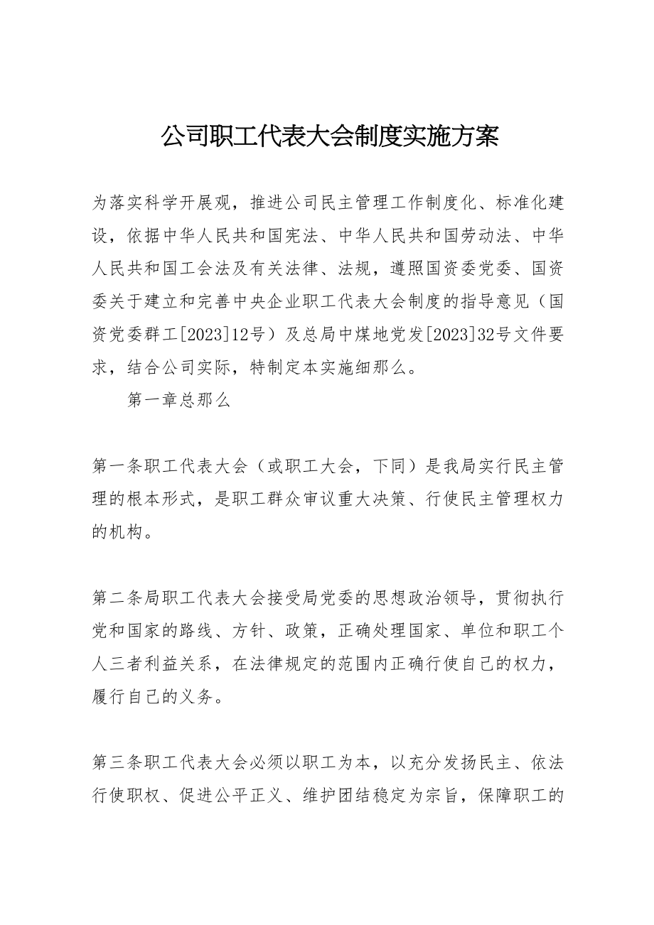 2023年公司职工代表大会制度实施方案.doc_第1页