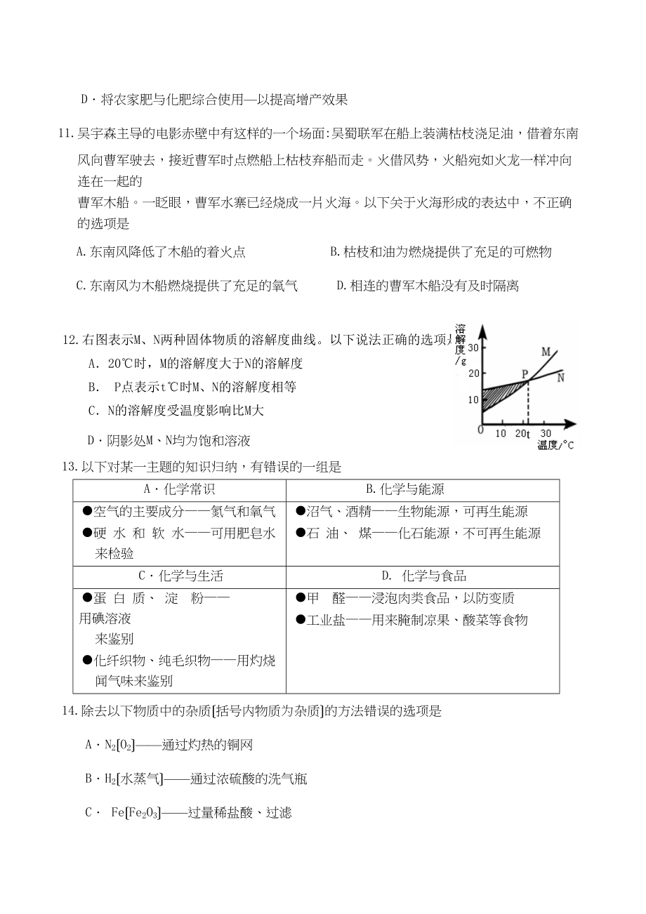 2023年广东省初中毕业生学业考试（模拟考）初中化学.docx_第3页