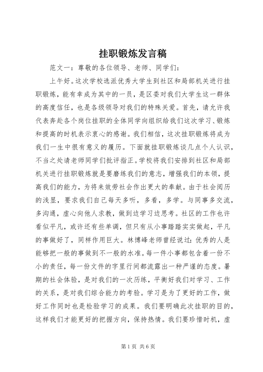 2023年挂职锻炼讲话稿.docx_第1页