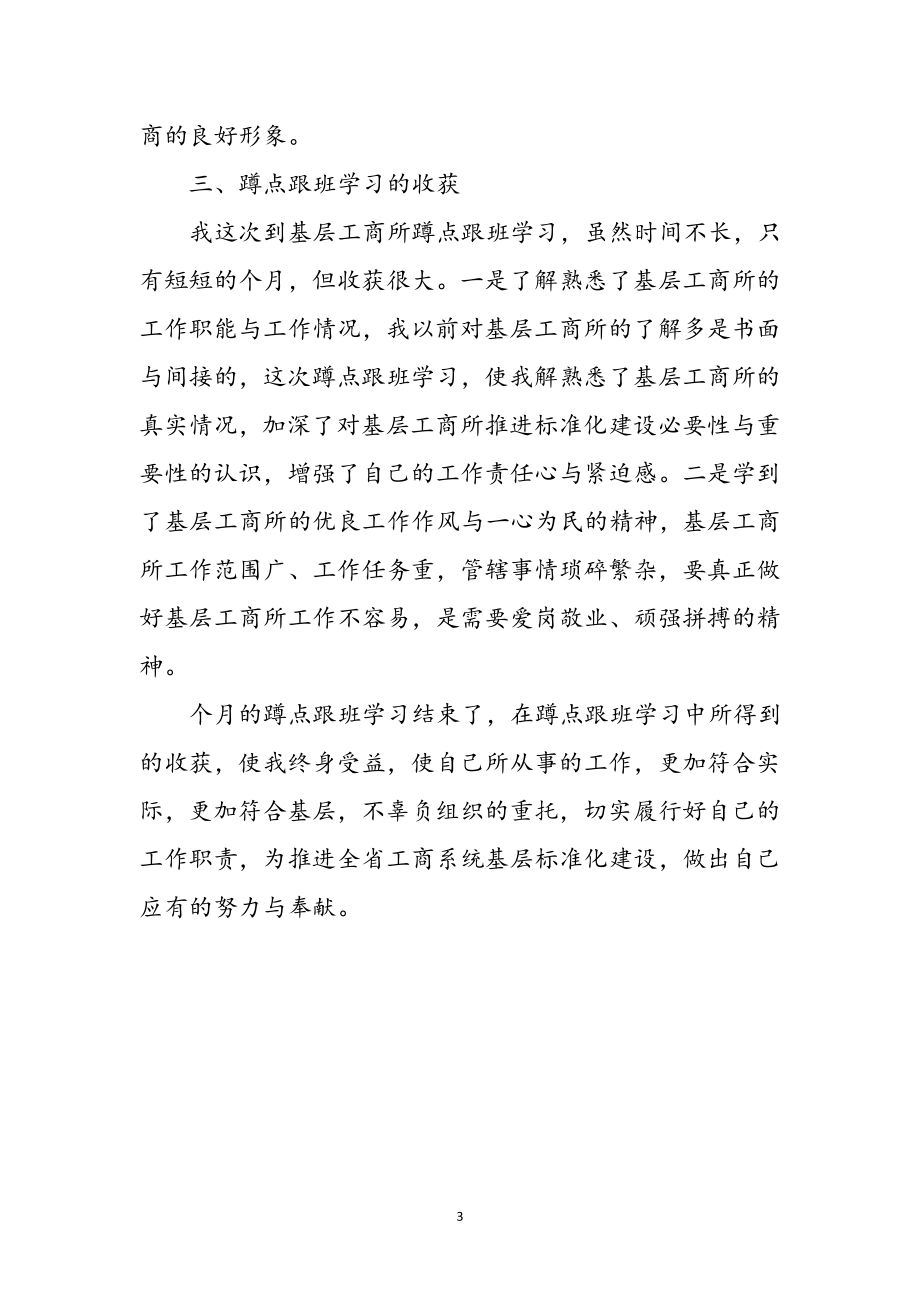 2023年基层工商所蹲点跟班学习心得体会参考范文.doc_第3页