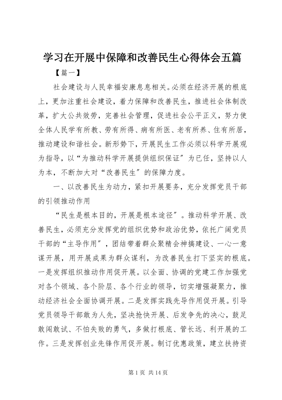 2023年学习《在发展中保障和改善民生》心得体会五篇.docx_第1页