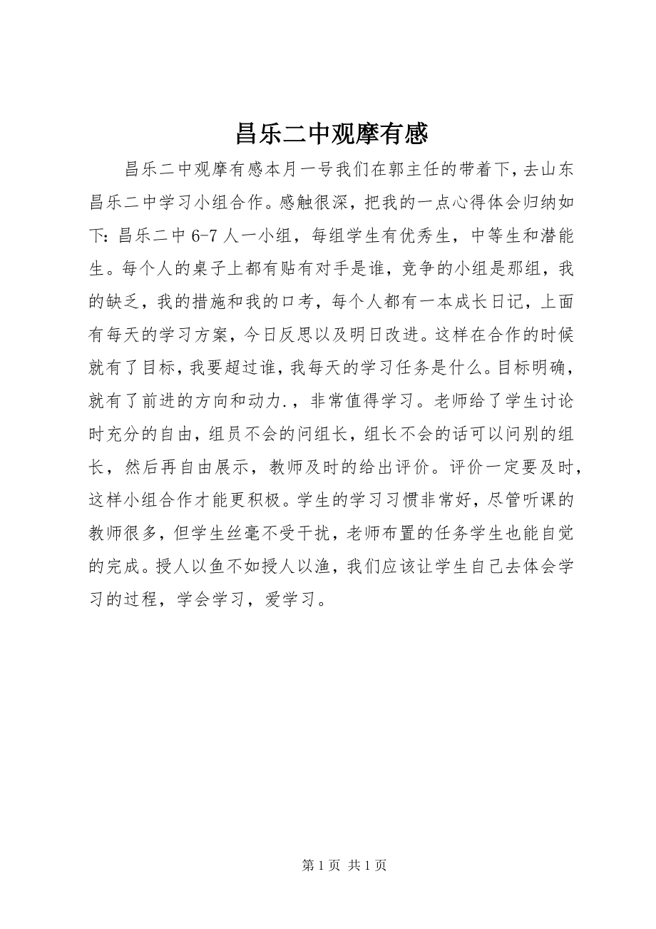 2023年昌乐二中观摩有感新编.docx_第1页