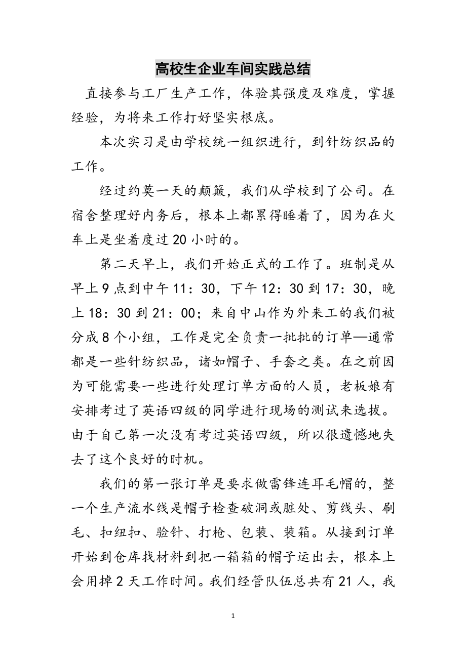 2023年高校生企业车间实践总结范文.doc_第1页