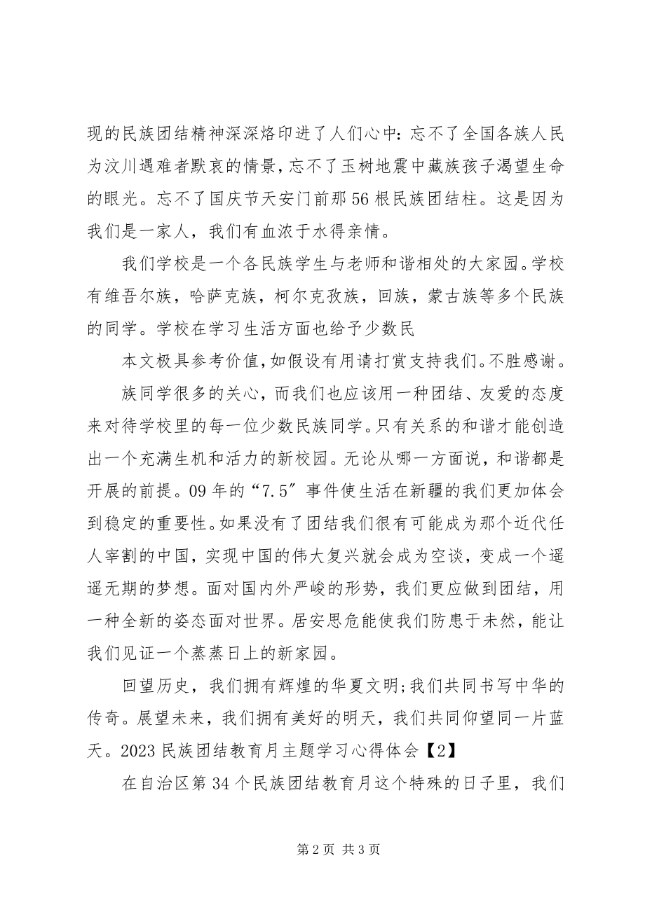 2023年热门第个民族团结教育月主题学习心得体会.docx_第2页