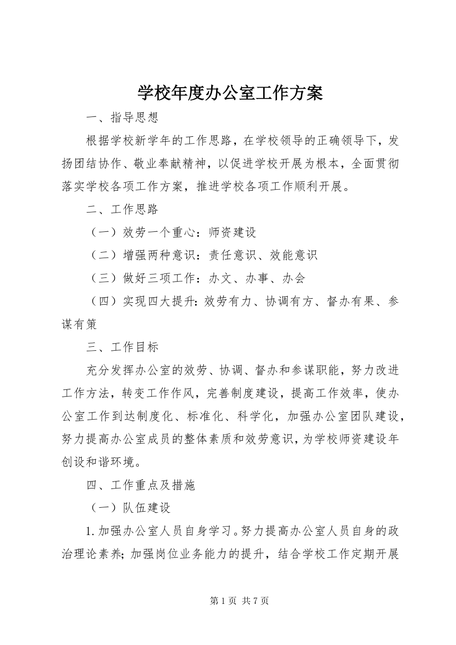 2023年学校年度办公室工作计划.docx_第1页