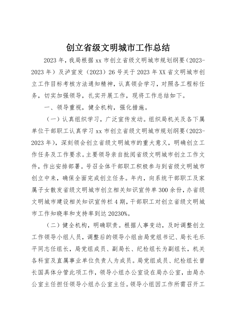 2023年创建省级文明城市工作总结.docx_第1页