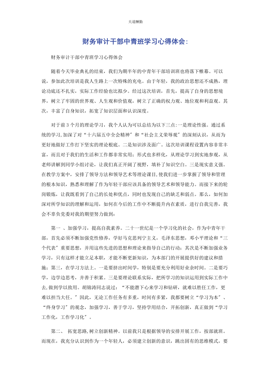 2023年财务审计干部中青班学习心得体会.docx_第1页