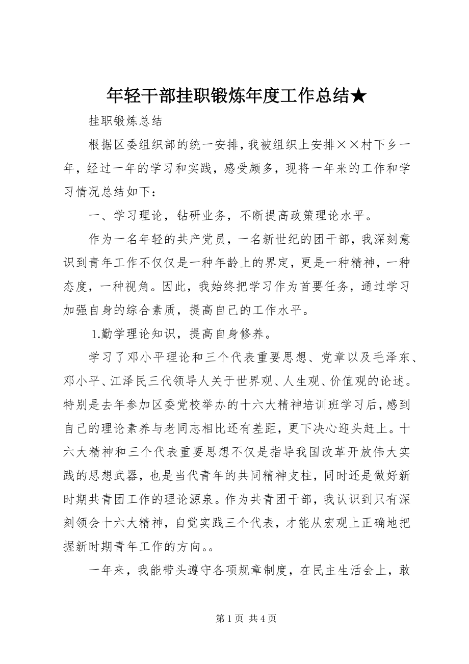 2023年轻干部挂职锻炼工作总结2.docx_第1页