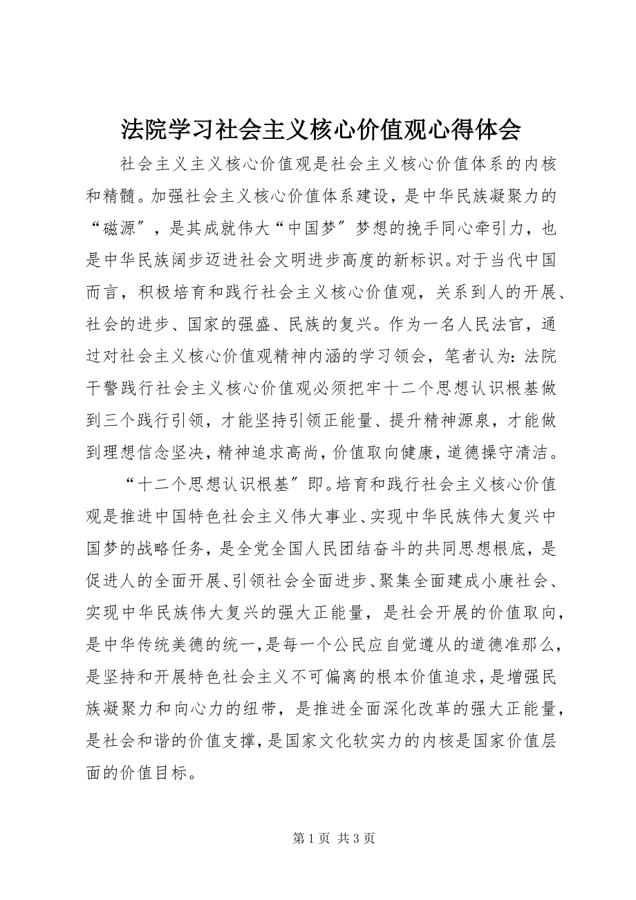 2023年法院学习社会主义核心价值观心得体会.docx_第1页