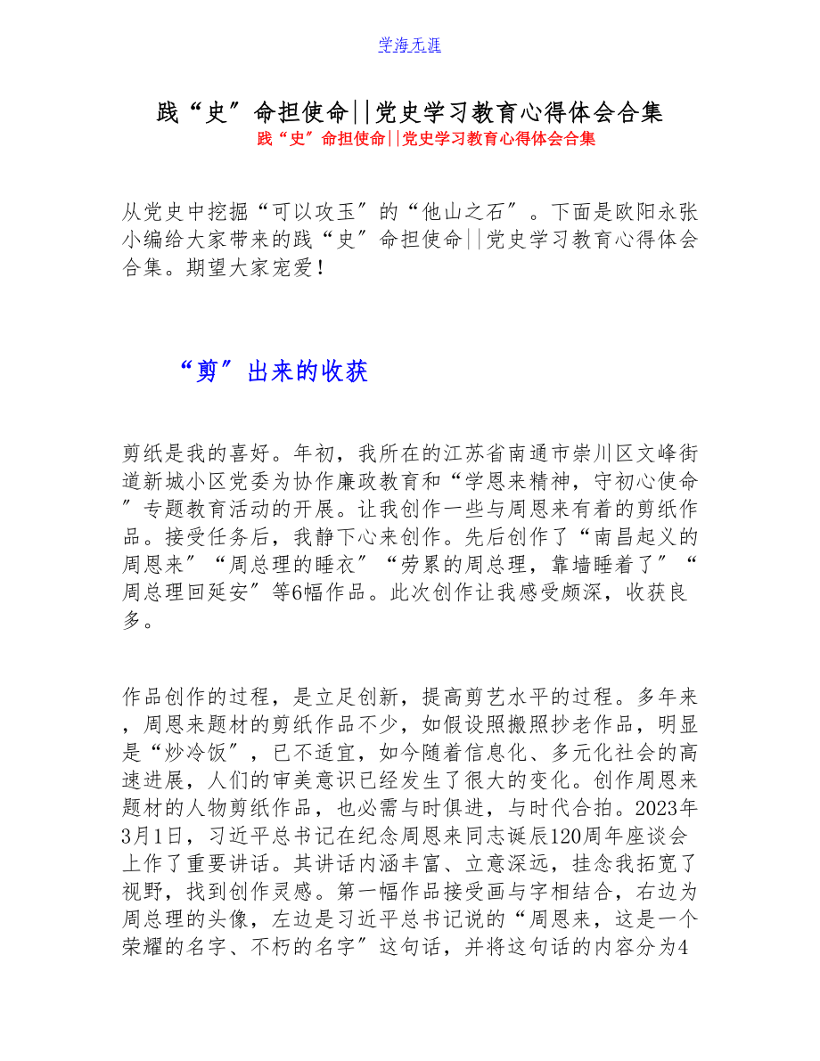 2023年践“史”命_担使命__党史学习教育心得体会.doc_第1页