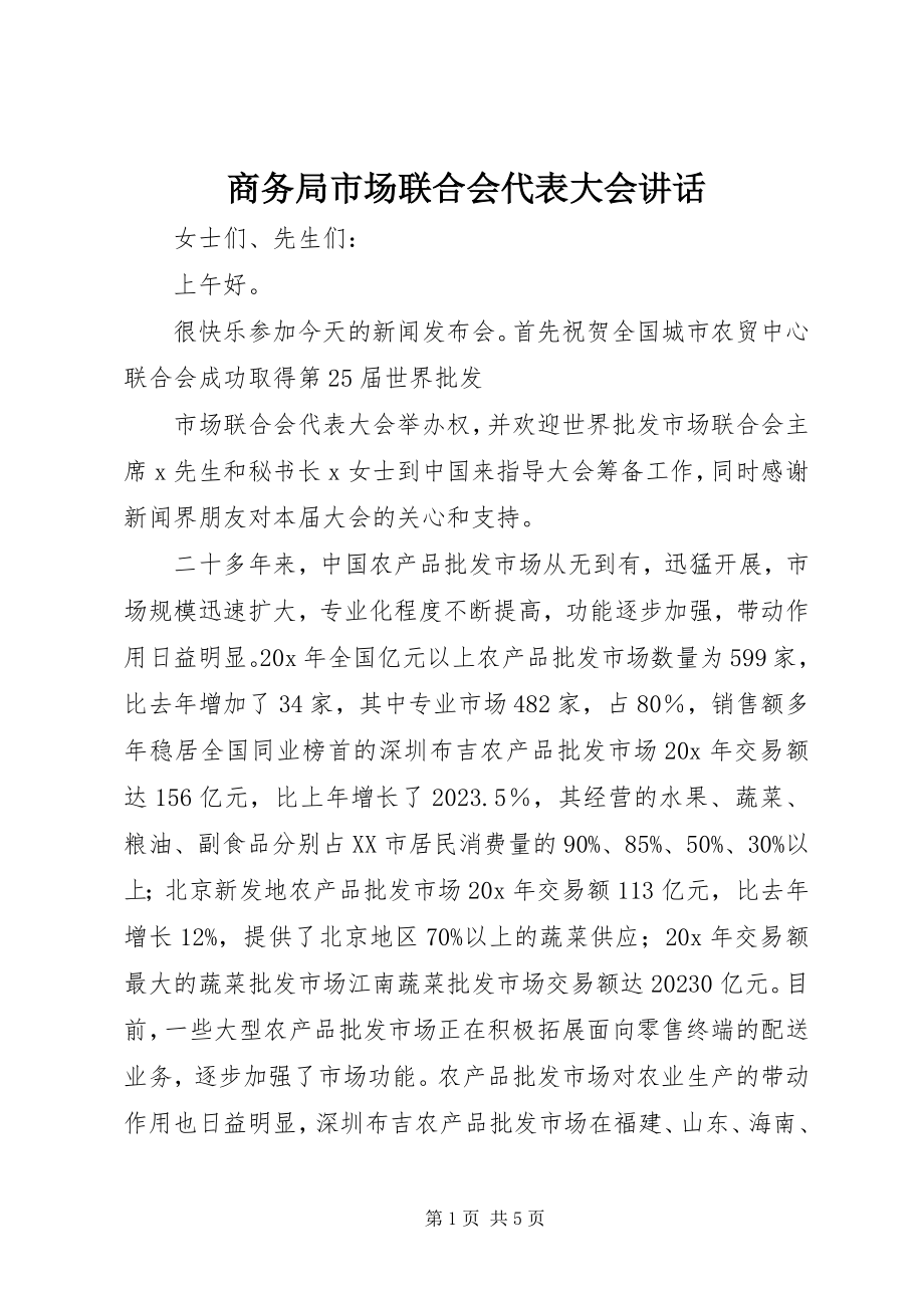 2023年商务局市场联合会代表大会致辞.docx_第1页