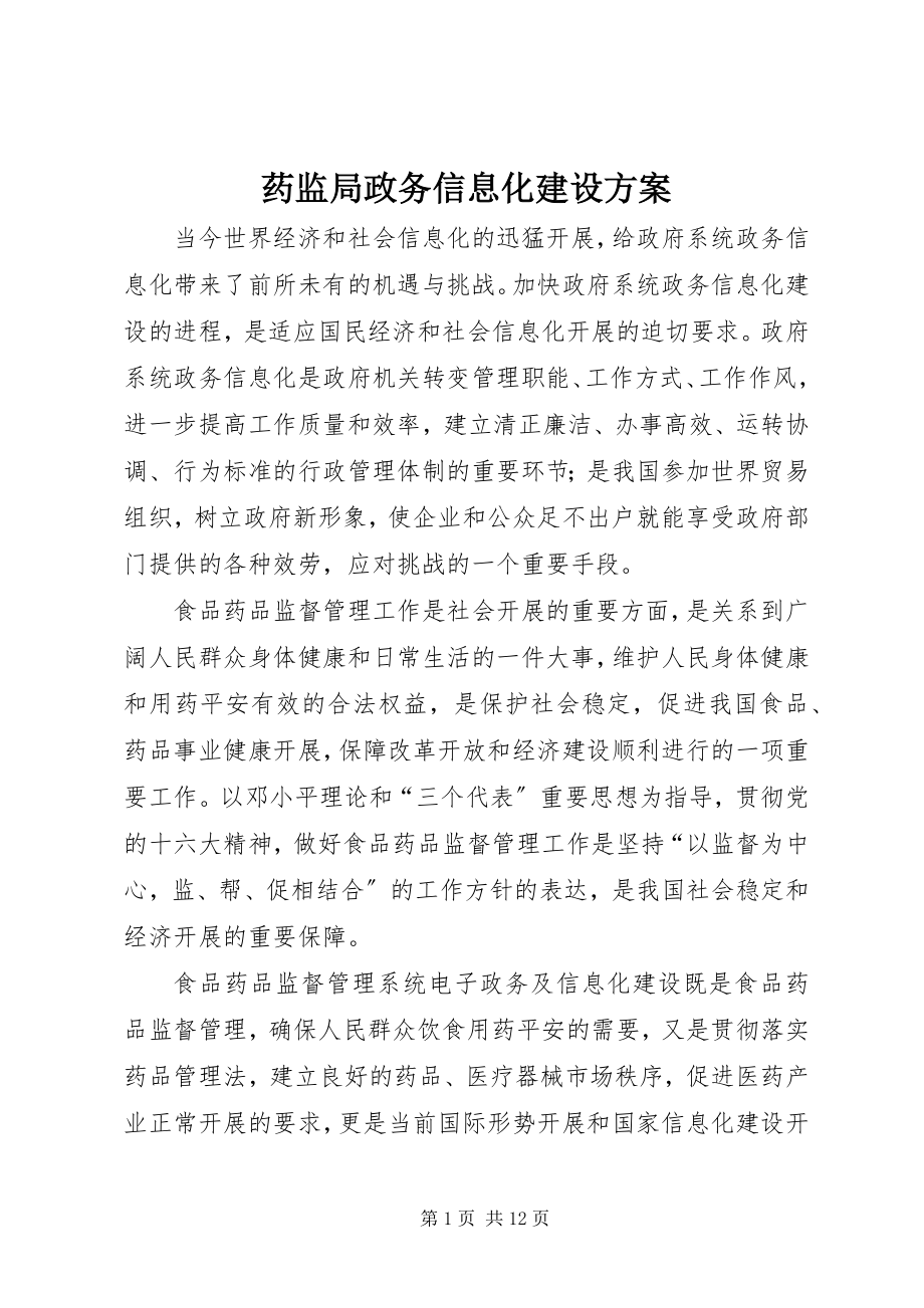 2023年药监局政务信息化建设计划.docx_第1页