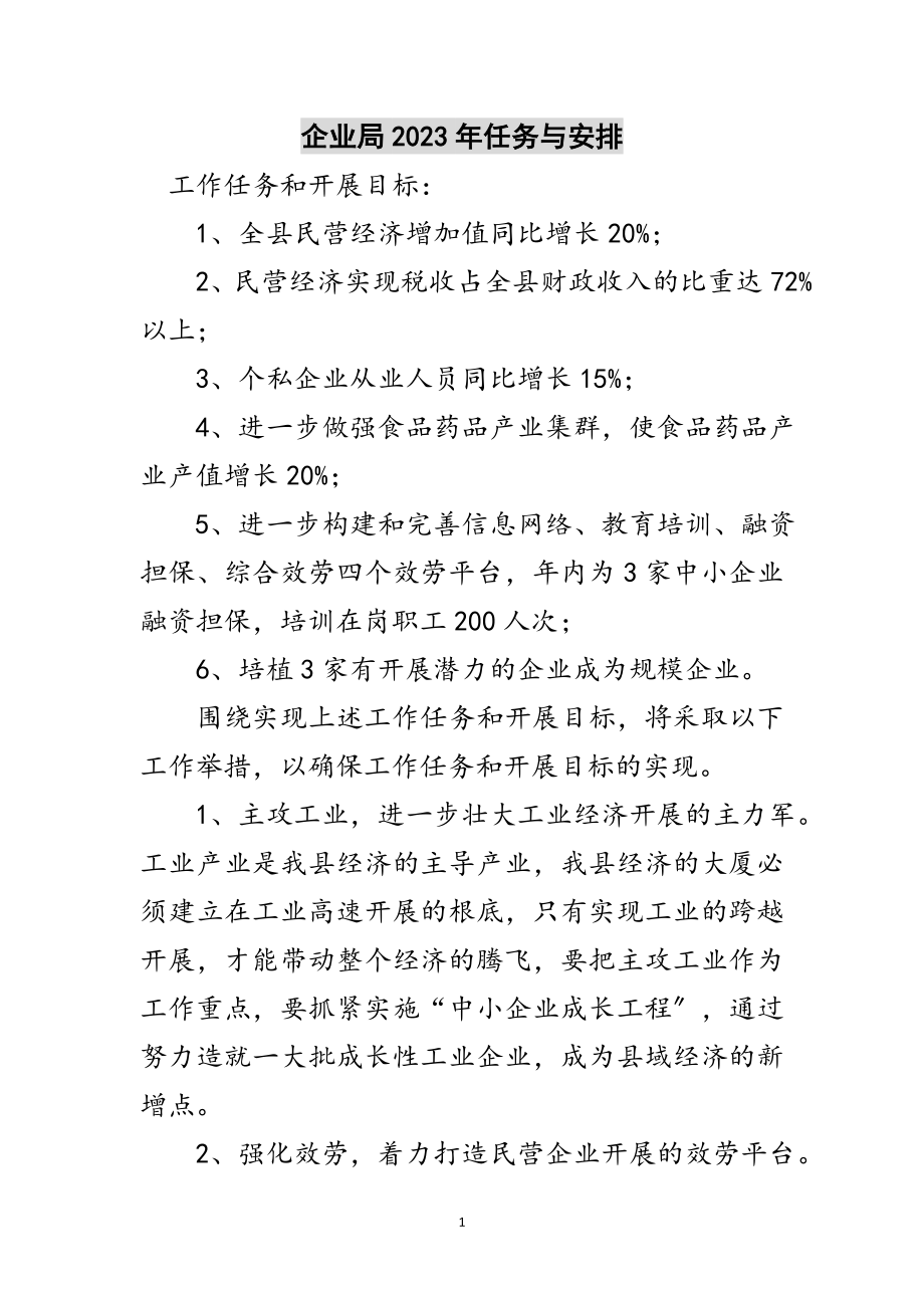 2023年企业局年任务与安排范文.doc_第1页