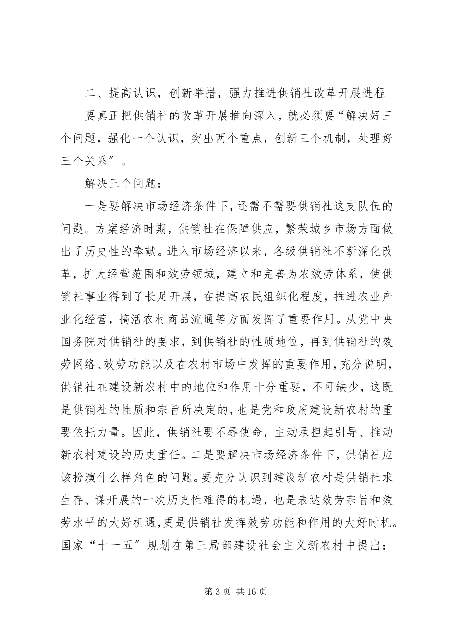 2023年副县长在全县供销合作社改革发展推进会的致辞.docx_第3页