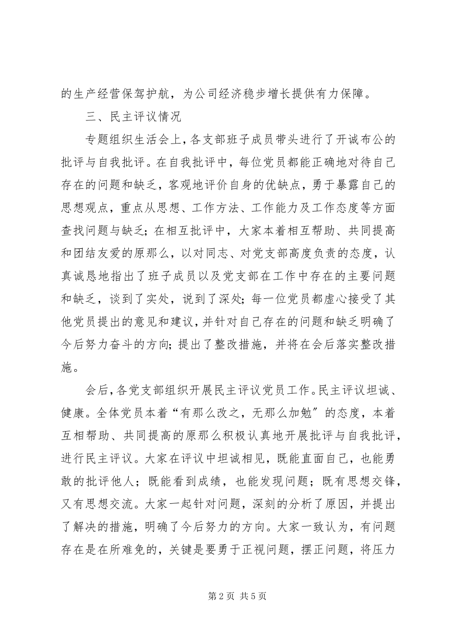 2023年公司党总支组织召开党支部组织生活会的工作小结.docx_第2页