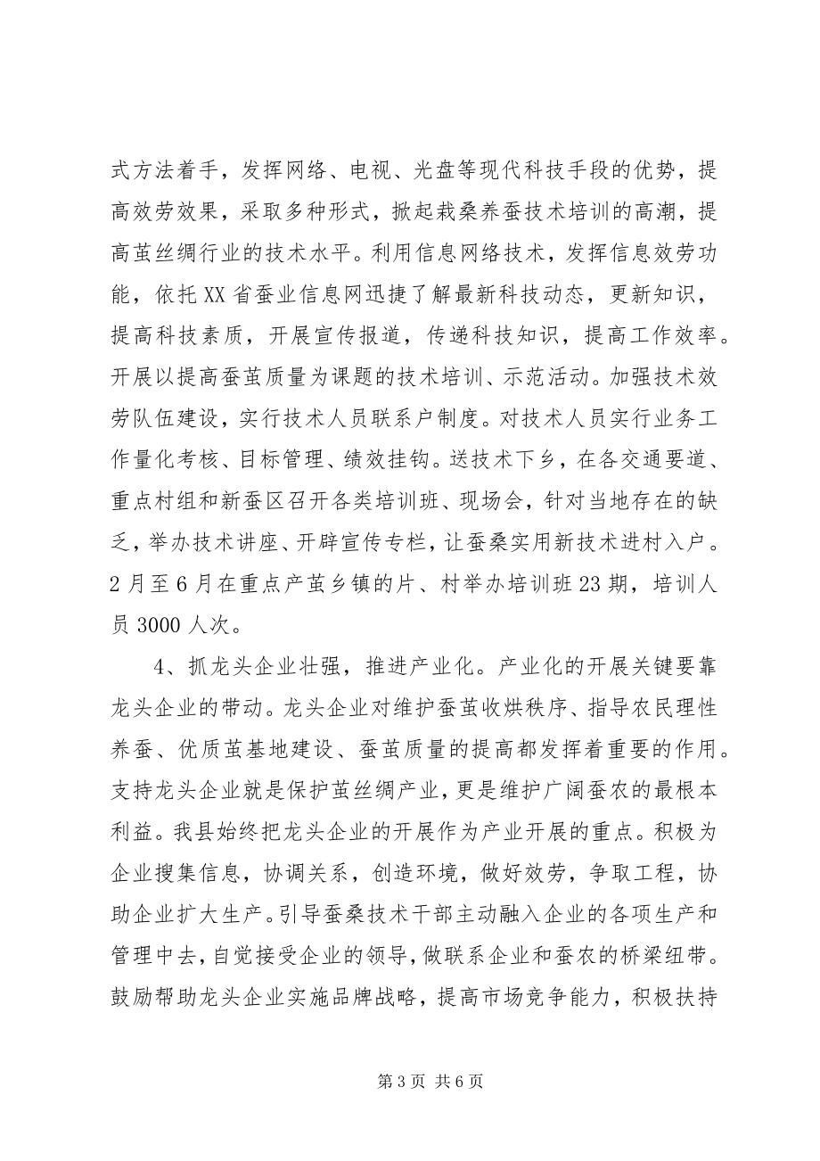 2023年XX省XX县区茧丝绸上半年工作总结总结新编.docx_第3页