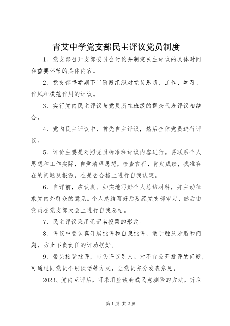 2023年青艾中学党支部民主评议党员制度.docx_第1页