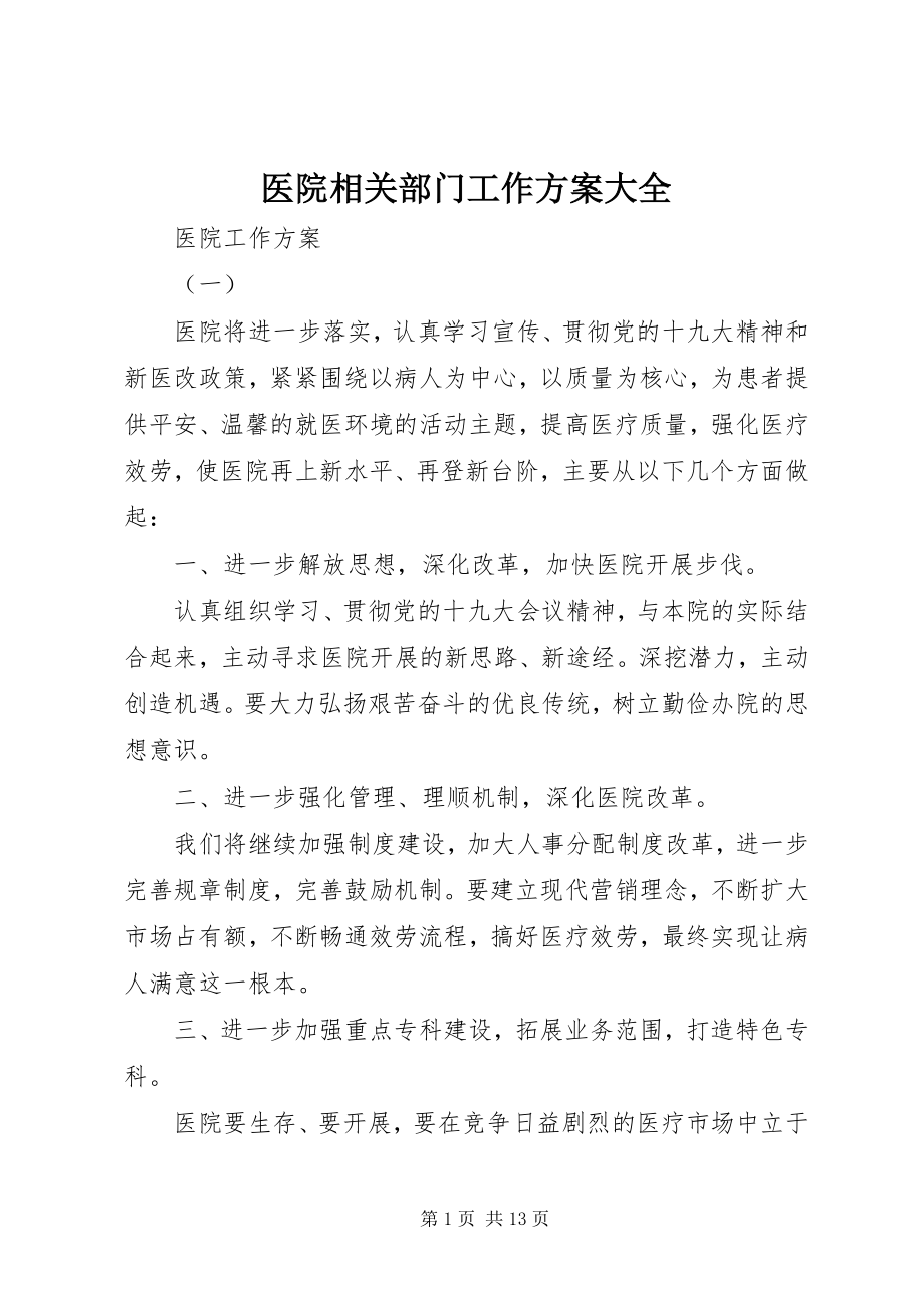 2023年医院相关部门工作计划大全.docx_第1页