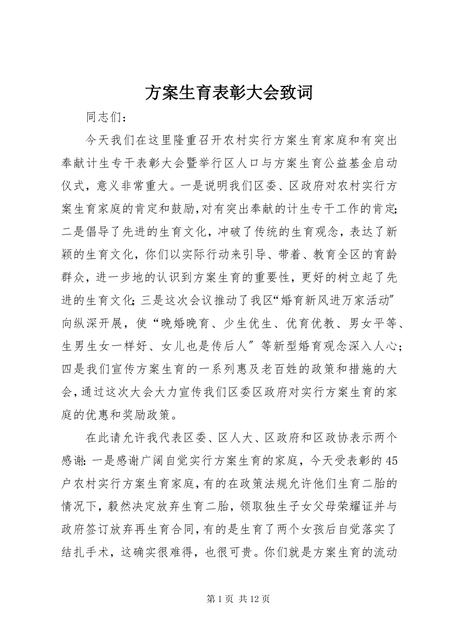 2023年计划生育表彰大会致词.docx_第1页