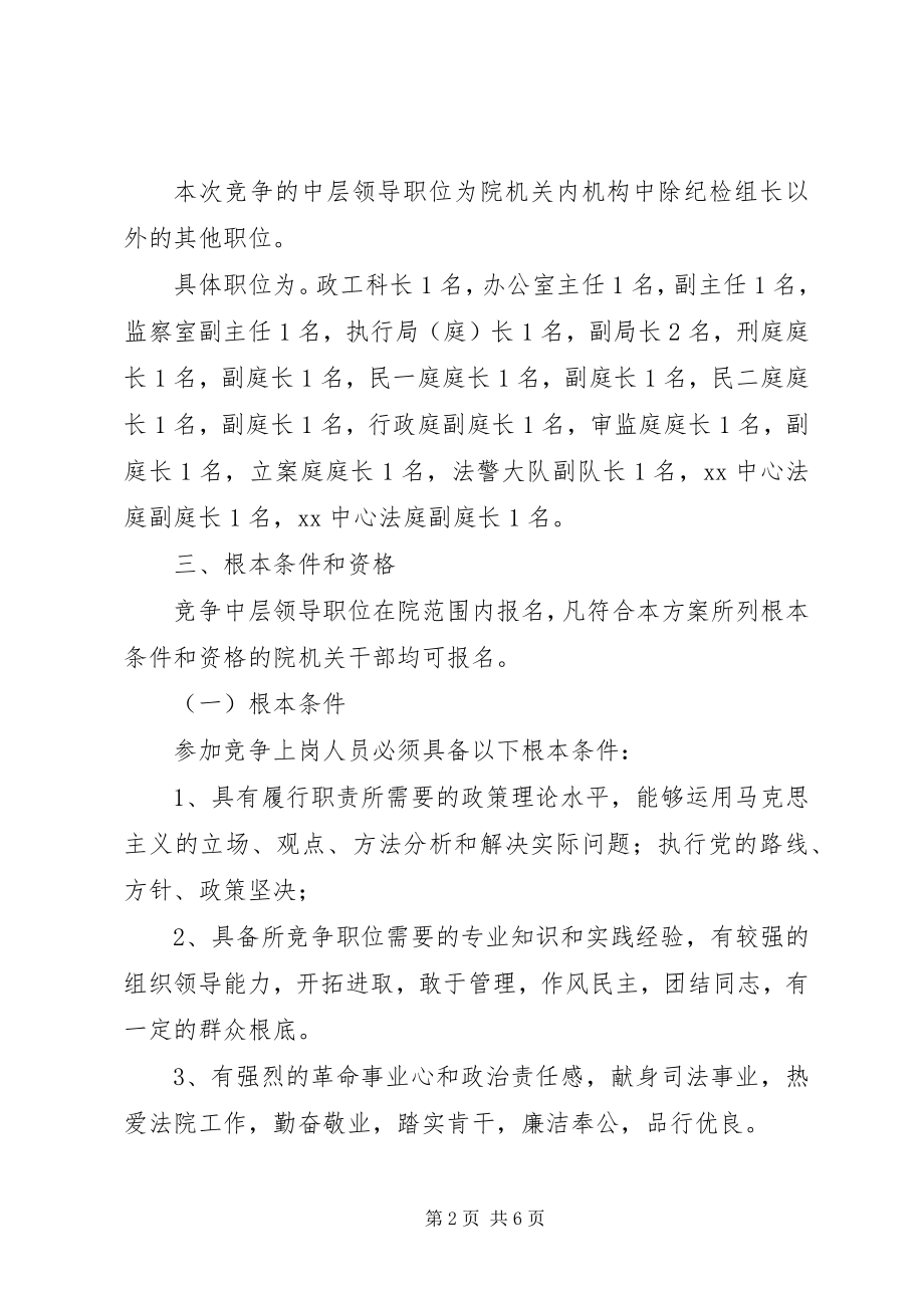 2023年人民法院中层领导职位竞争上岗实施方案文秘文书.docx_第2页