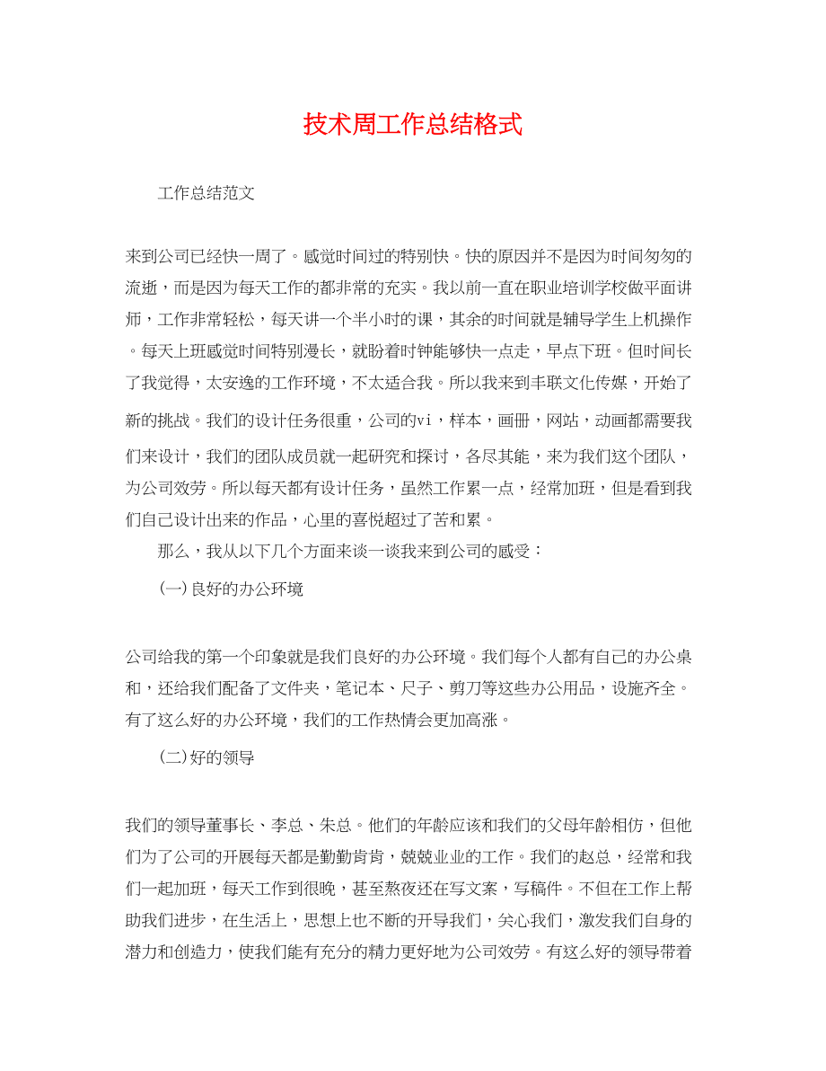 2023年技术周工作总结格式.docx_第1页