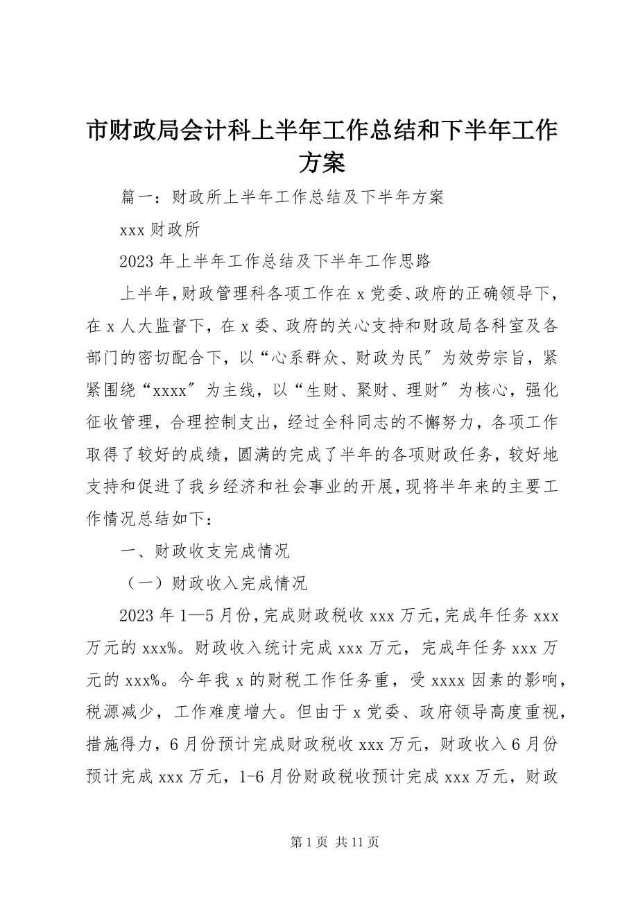 2023年市财政局会计科上半年工作总结和下半年工作计划.docx_第1页