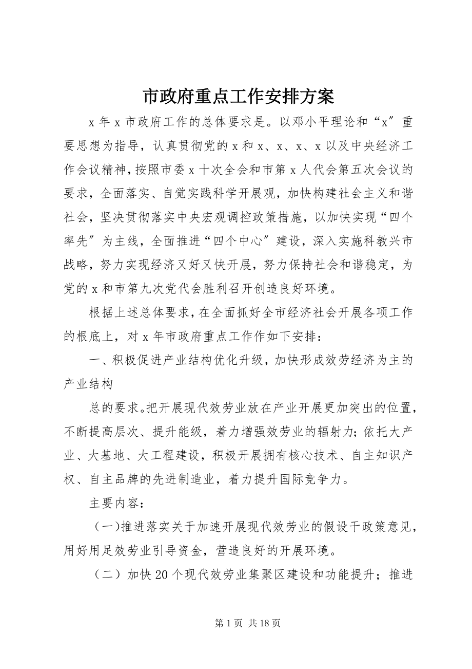 2023年市政府重点工作安排计划.docx_第1页