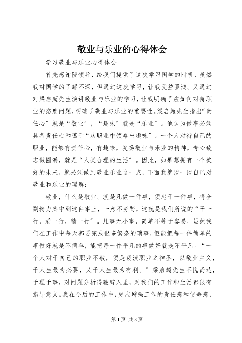 2023年敬业与乐业的心得体会.docx_第1页