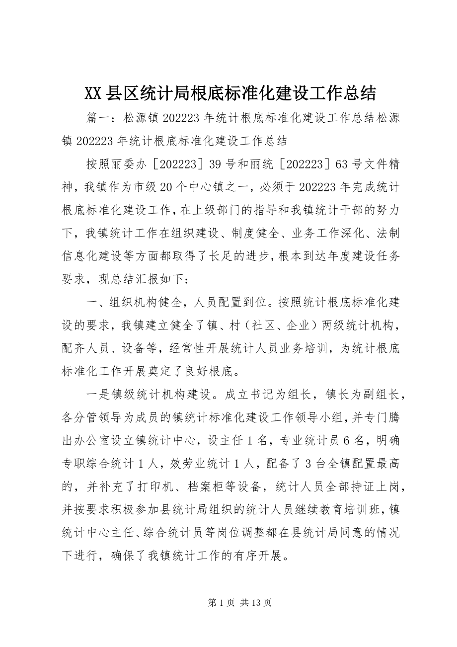 2023年XX县区统计局基础规范化建设工作总结新编.docx_第1页