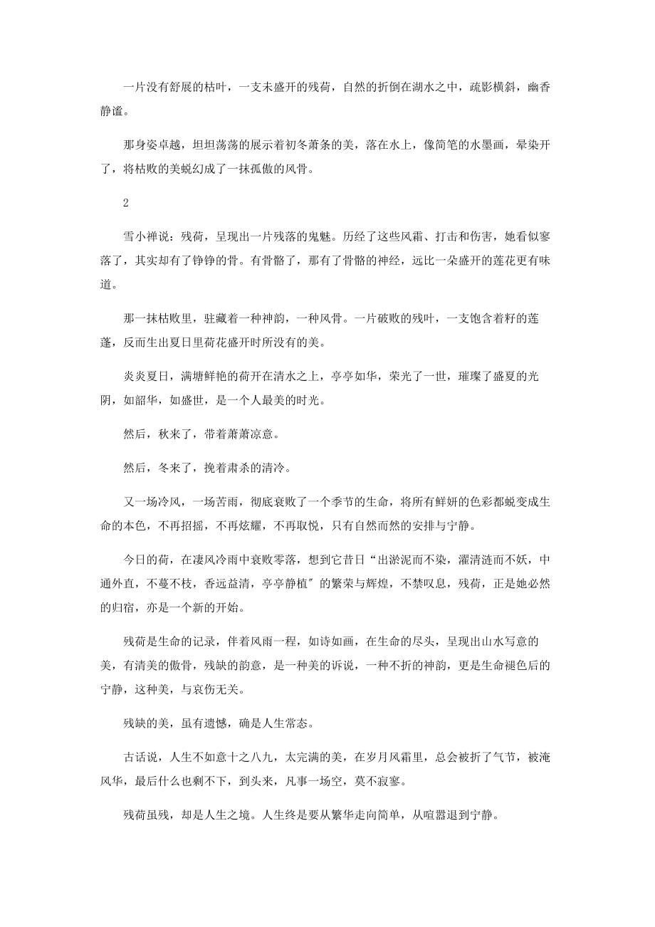 2023年美文共享残荷浅冬一道风骨.docx_第2页