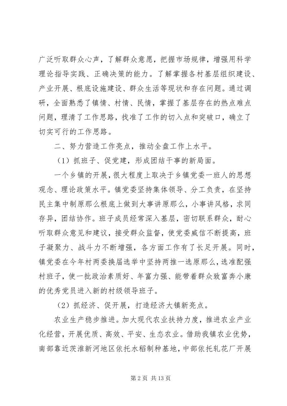 2023年乡镇党委书记自我鉴定书.docx_第2页