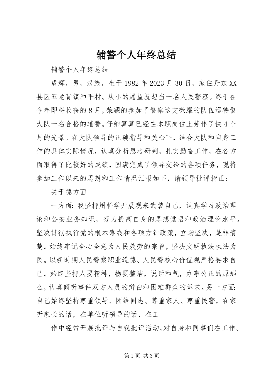 2023年辅警个人年终总结.docx_第1页