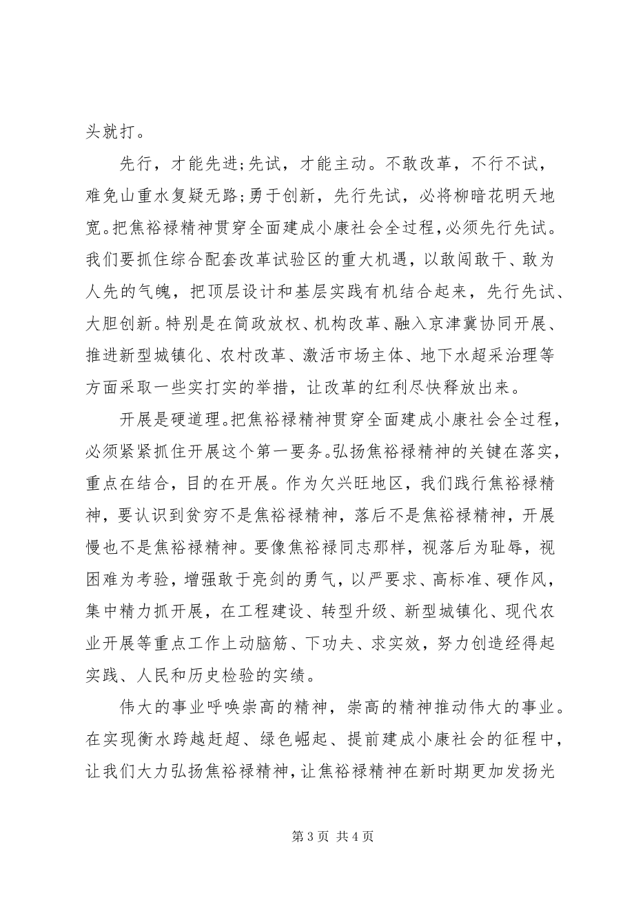 2023年把焦裕禄精神贯穿全面建成小康社会学习心得新编.docx_第3页