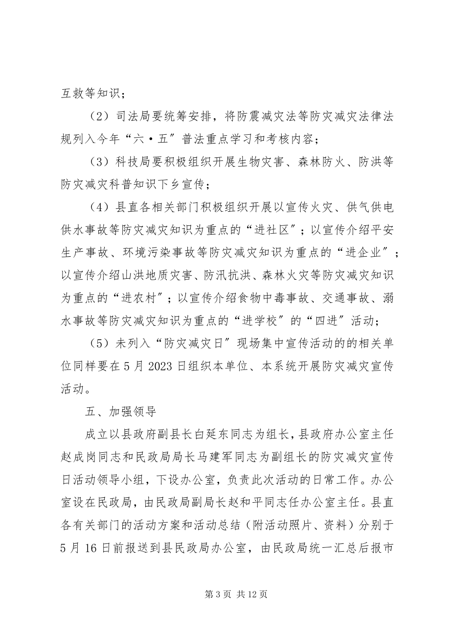 2023年县政府防灾减灾日宣传活动方案.docx_第3页