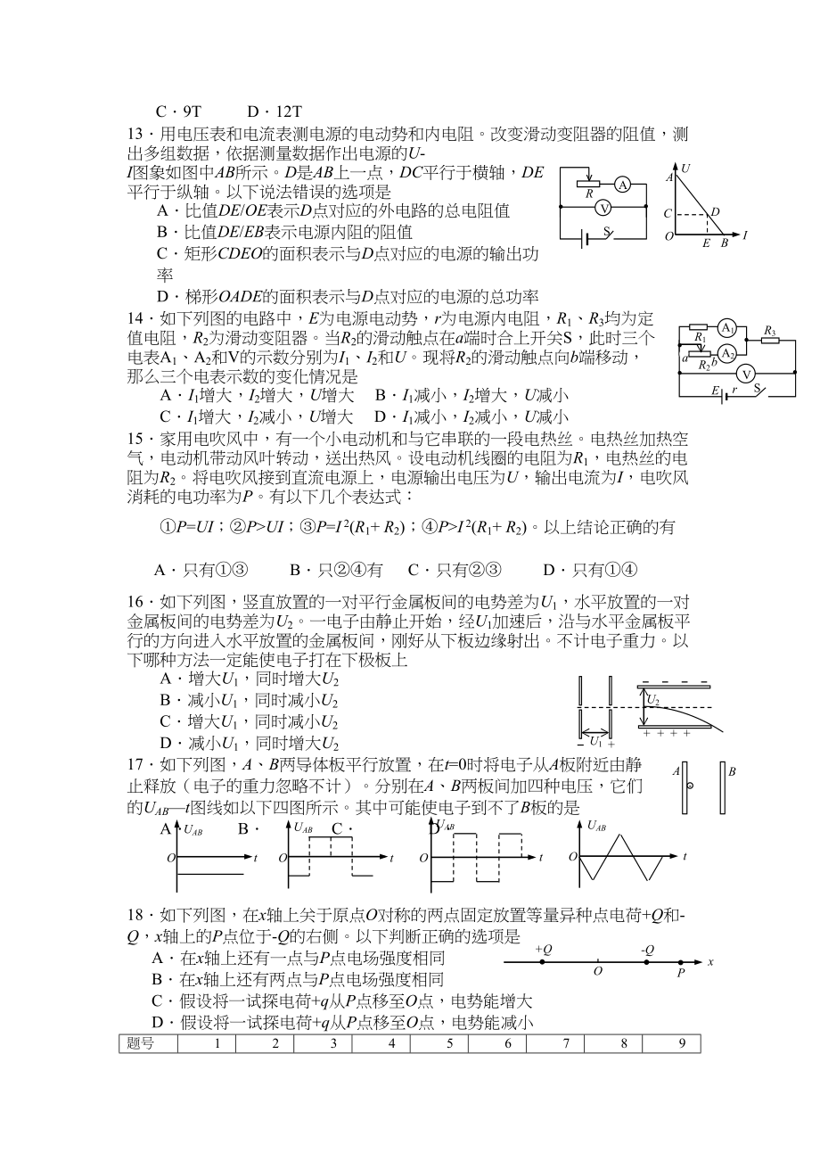 2023年高考物理冲刺选择题限时强化训练06doc高中物理.docx_第3页