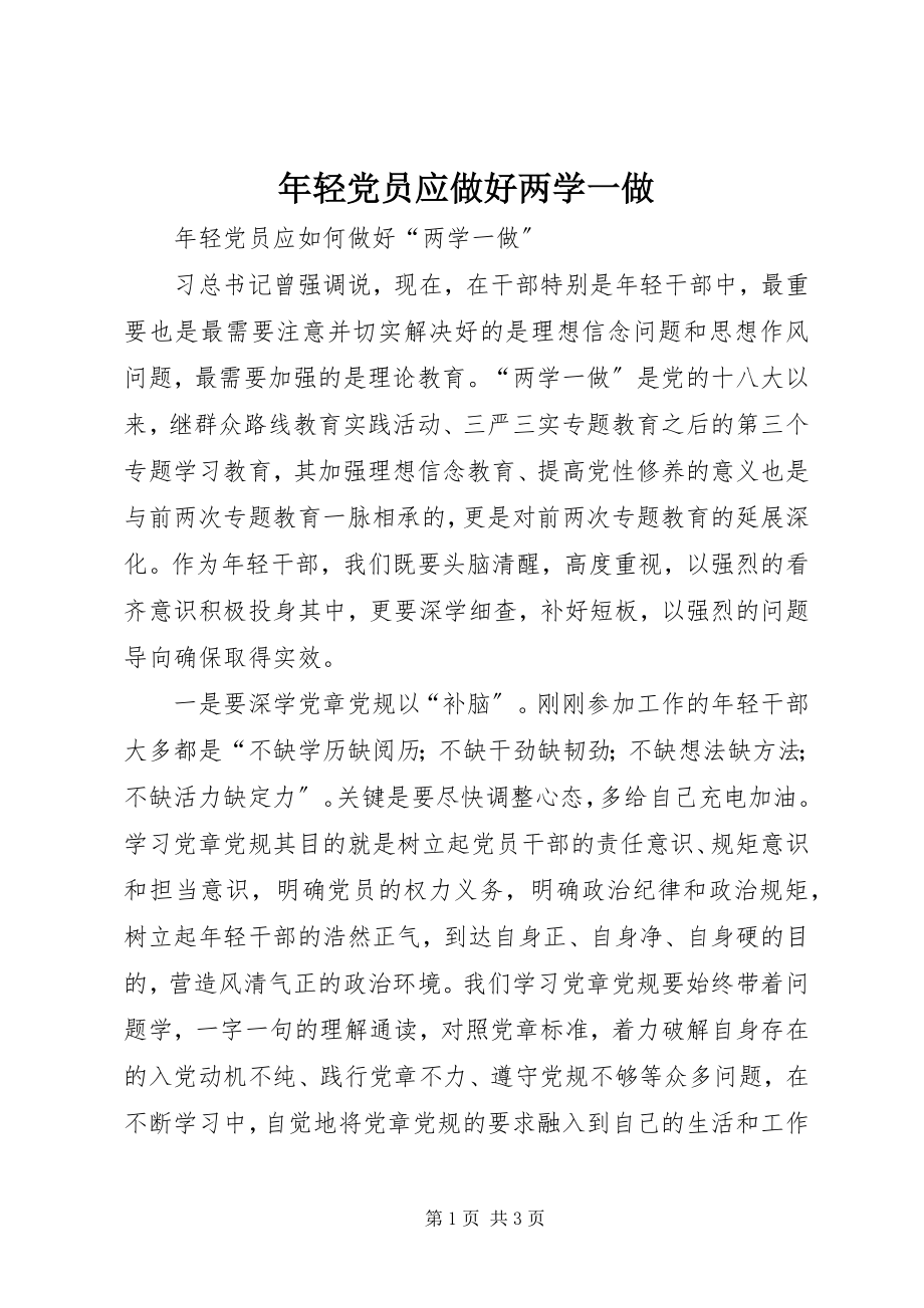 2023年轻党员应做好两学一做.docx_第1页