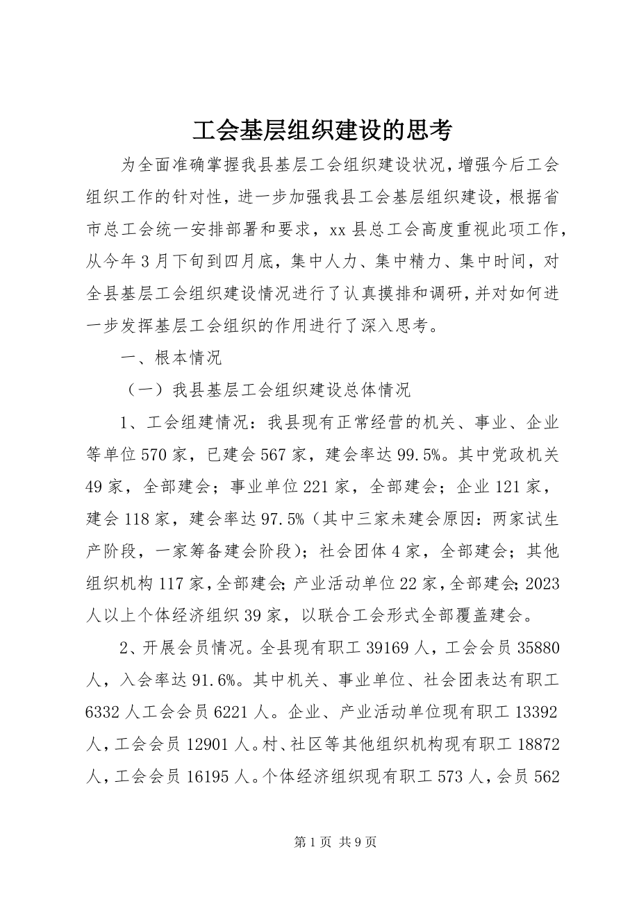 2023年工会基层组织建设的思考.docx_第1页