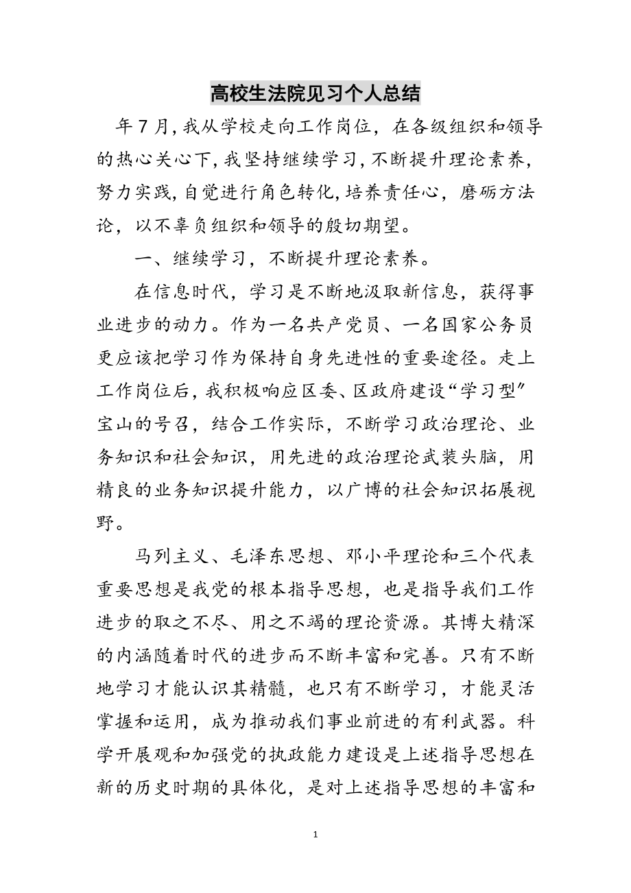 2023年高校生法院见习个人总结范文.doc_第1页