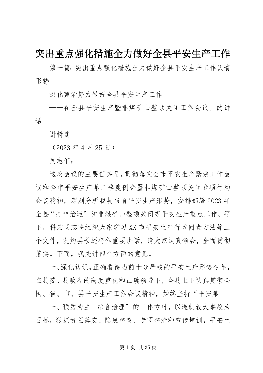 2023年突出重点强化措施全力做好全县安全生产工作.docx_第1页