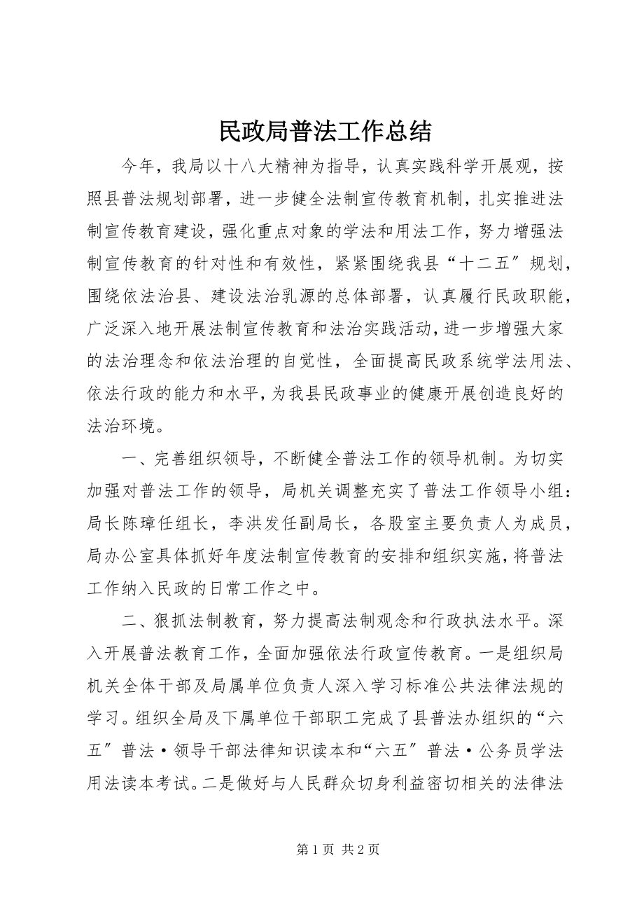 2023年民政局普法工作总结.docx_第1页