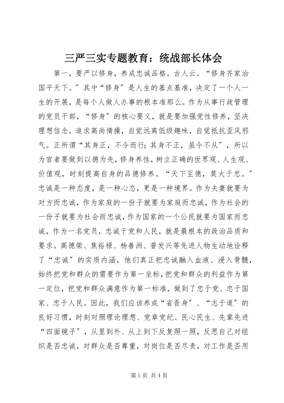 2023年三严三实专题教育统战部长体会.docx_第1页