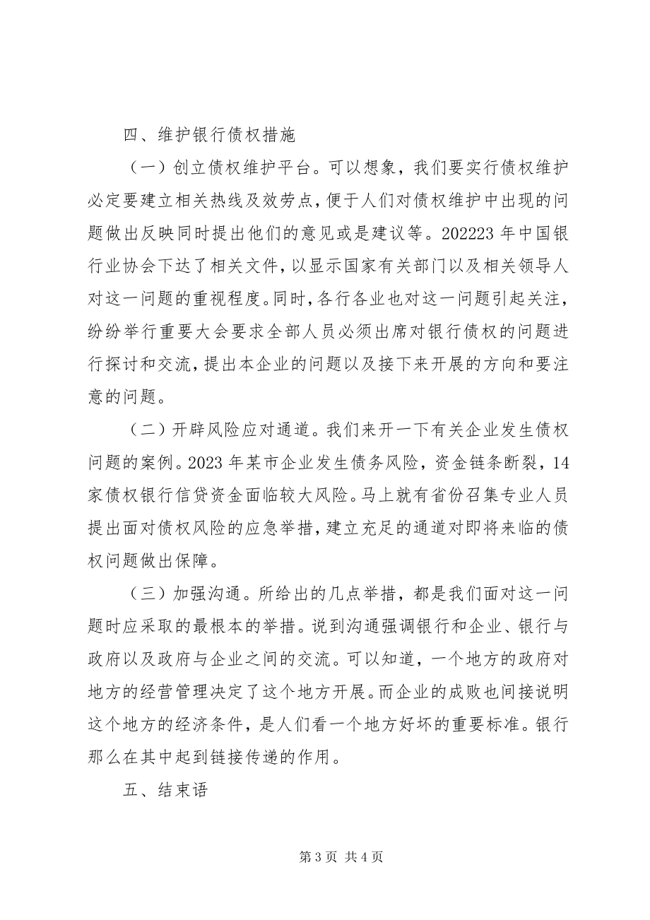 2023年银行信贷资产债权维护措施.docx_第3页