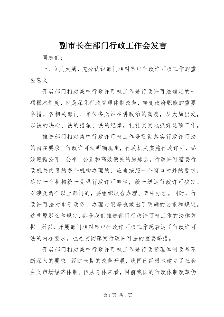 2023年副市长在部门行政工作会讲话.docx_第1页