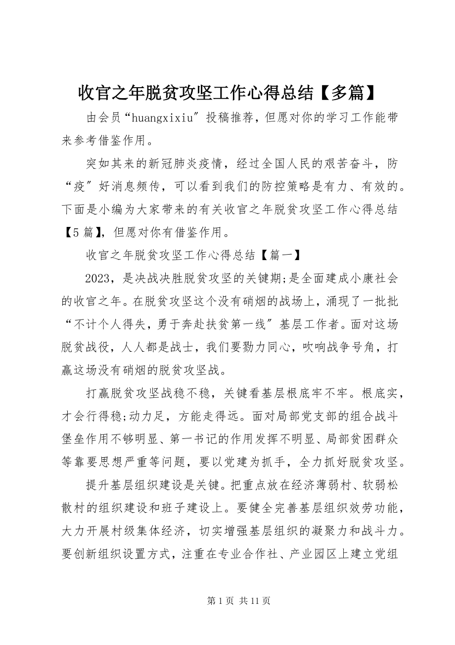 2023年收官之年脱贫攻坚工作心得总结多篇.docx_第1页