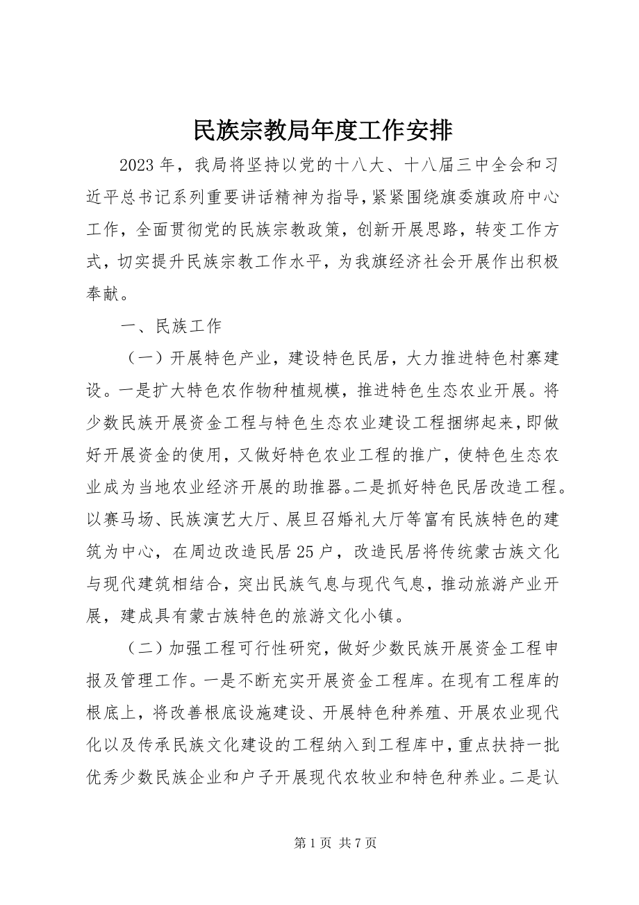 2023年民族宗教局度工作安排.docx_第1页