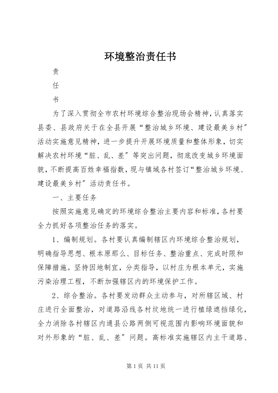 2023年环境整治责任书.docx_第1页