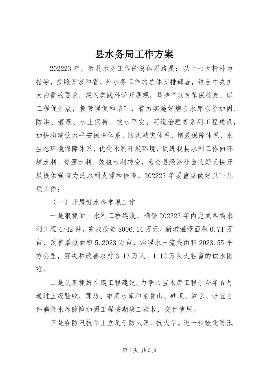 2023年县水务局工作计划.docx_第1页