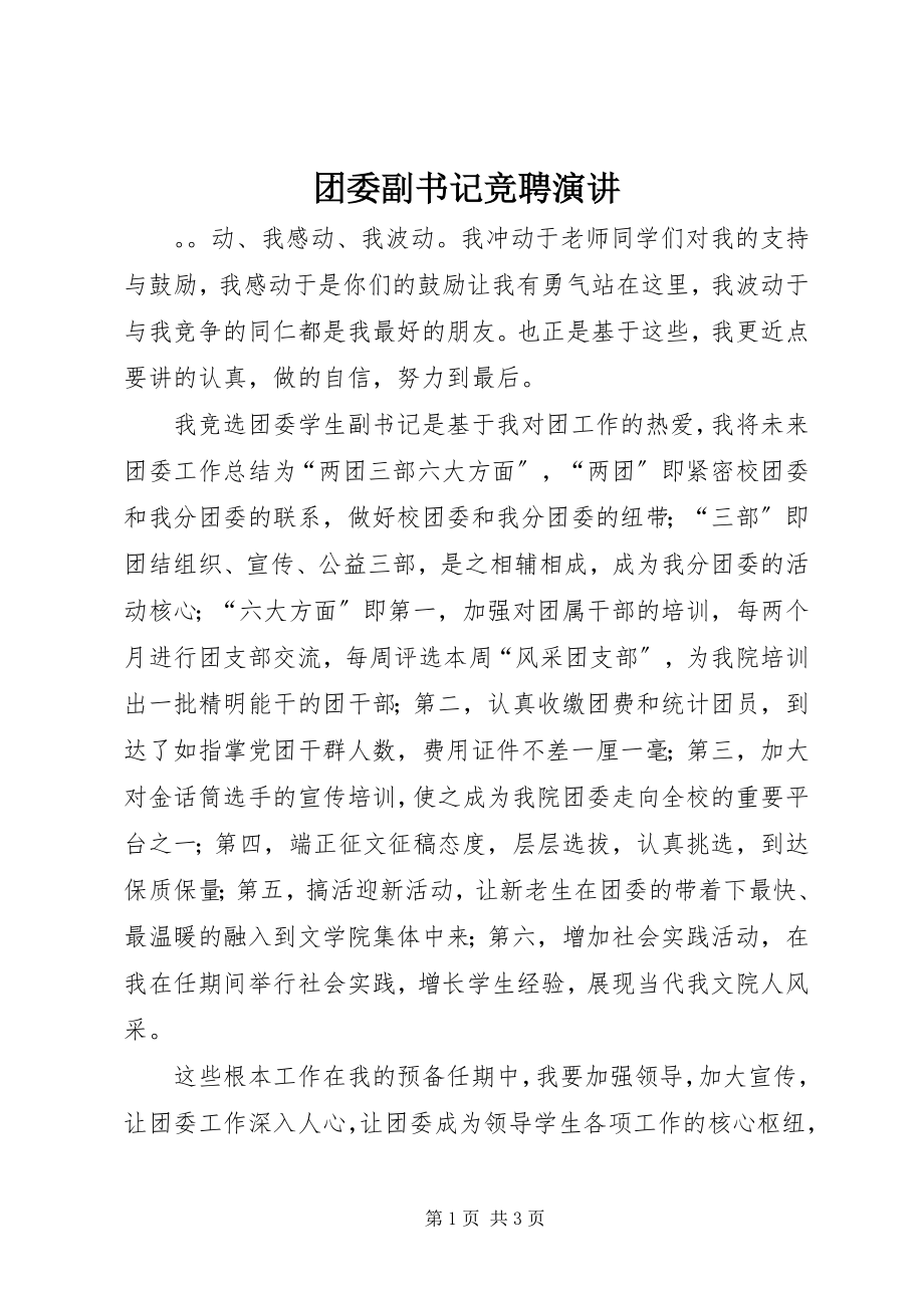 2023年团委副书记竞聘演讲.docx_第1页