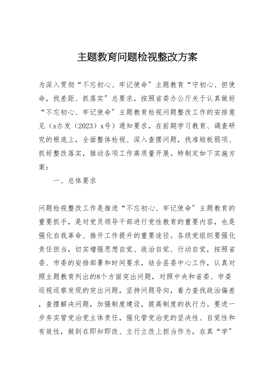 2023年主题教育问题检视整改方案 .doc_第1页