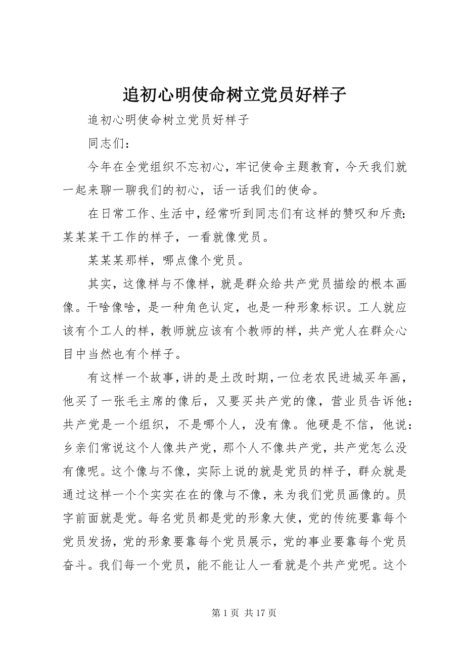 2023年追初心明使命树立党员好样子.docx_第1页